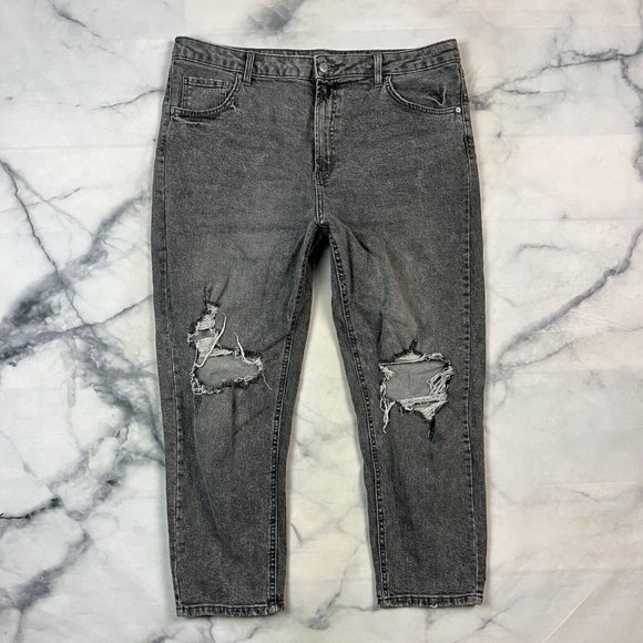 Wild Fable Highest Rise Mom Jeans Size 18 Women's Distressed Gray Straight Taper - Picture 3 of 7